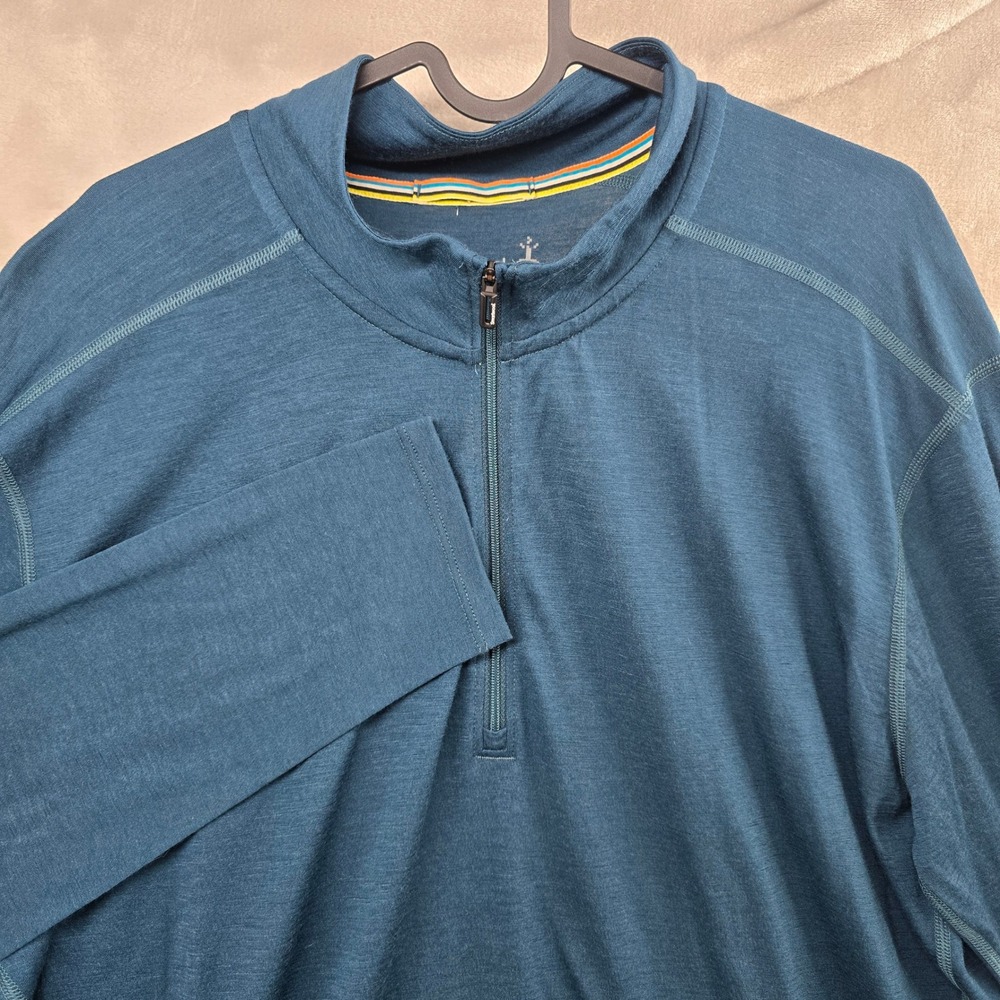 Smartwool Size XL‎ 1/4 Zip Pullover Blue Merino Wool Base Layer